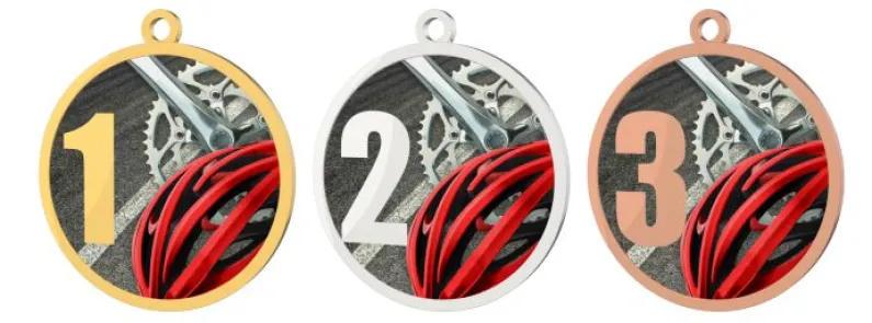 Medaile MDT0001M25 | Cyklistika UV HQ tisk: cena s UV HQ tiskem, Barva: bronz, Stuha: ST9