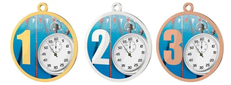 Medaile MDT0001M26 | Plavání UV HQ tisk: cena s UV HQ tiskem, Barva: zlato, Stuha: ST2