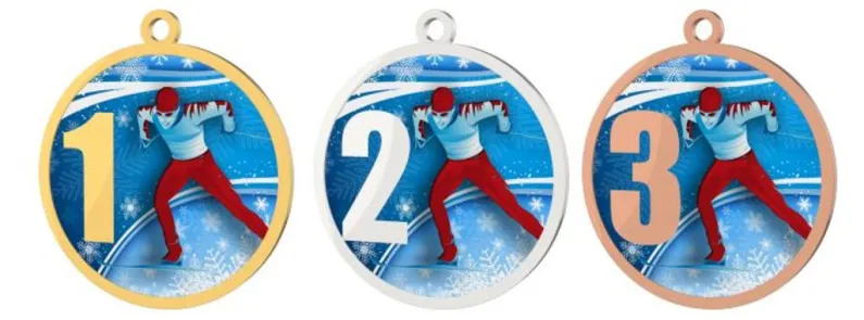 Medaile MDT0001M30 | Běžky UV HQ tisk: cena s UV HQ tiskem, Barva: zlato, Stuha: ST5