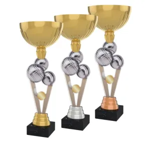 Akrylátová trofej ACUPGOLD M34 | Petanque Výška cm: 37, Průměr cm: 14, Barva: bronz, Podstavec: bílý