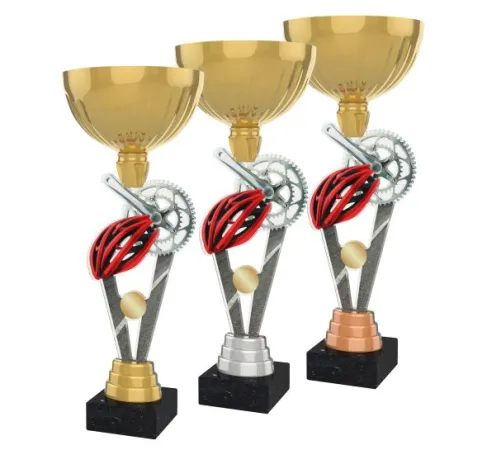 Akrylátová trofej ACUPGOLD M36 | Cyklistika Výška cm: 33, Průměr cm: 12, Barva: stříbro, Podstavec: bílý