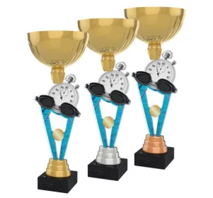 Akrylátová trofej ACUPGOLD M38 | Plavání Výška cm: 33, Průměr cm: 12, Barva: stříbro, Podstavec: bílý