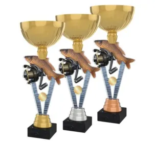 Akrylátová trofej ACUPGOLD M40 | Rybaření Výška cm: 33, Průměr cm: 12, Barva: bronz, Podstavec: bílý