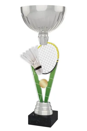 Akrylátová trofej ACUPSILVM04 | Badminton Výška cm: 33, Průměr cm: 12, Podstavec: bílý