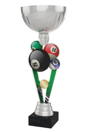 Akrylátová trofej ACUPSILVM09 | Billiard Výška cm: 37, Průměr cm: 14, Podstavec: bílý