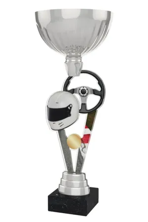 Akrylátová trofej ACUPSILVM18 | Motorsport Výška cm: 37, Průměr cm: 14, Podstavec: bílý