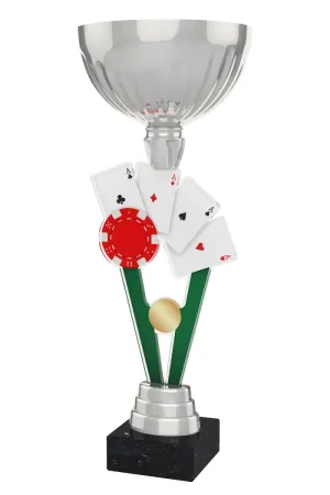 Akrylátová trofej ACUPSILVM26 | Karty Výška cm: 33, Průměr cm: 12, Podstavec: bílý