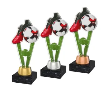Akrylátová trofej ACUTMINIM46 | Fotbal Výška cm: 17, Barva: bronz, Podstavec: bílý