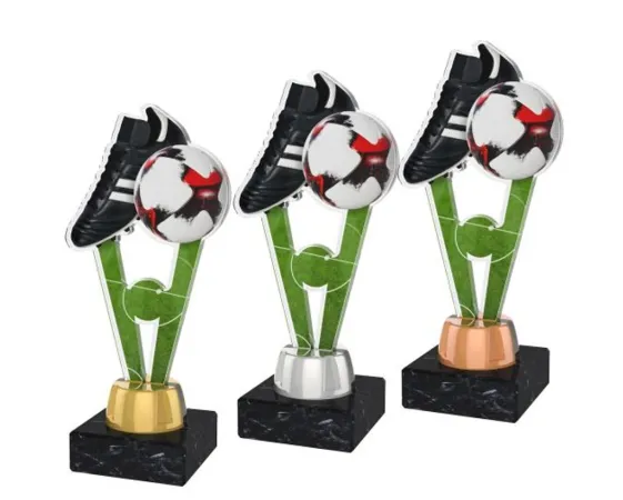 Akrylátová trofej ACUTMINIM45 | Fotbal Výška cm: 17, Barva: stříbro, Podstavec: černý