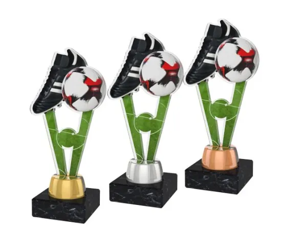 Akrylátová trofej ACUTMINIM45 | Fotbal Výška cm: 17, Barva: stříbro, Podstavec: černý