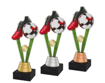 Akrylátová trofej ACUTM46 | Fotbal Výška cm: 25, Barva: stříbro, Podstavec: bílý