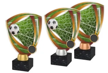 Akrylátová trofej ACUF001 | Fotbal Výška cm: 15, Barva: stříbro, Podstavec: bílý