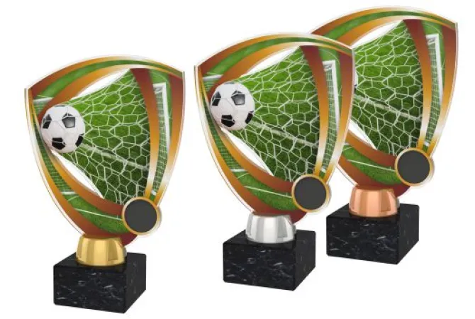 Akrylátová trofej ACUF001 | Fotbal Výška cm: 13, Barva: bronz, Podstavec: černý