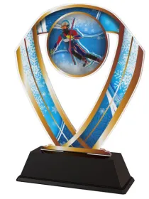 Akrylátová trofej ACRCSM13 | Sjezdové lyžování Barva: stříbro, Výška cm: 17, Šířka cm: 13.5