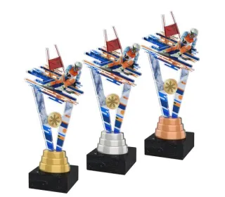 Akrylátová trofej ACUTSM001 | Sjezdové lyžování Výška cm: 26, Barva: stříbro, Podstavec: černý