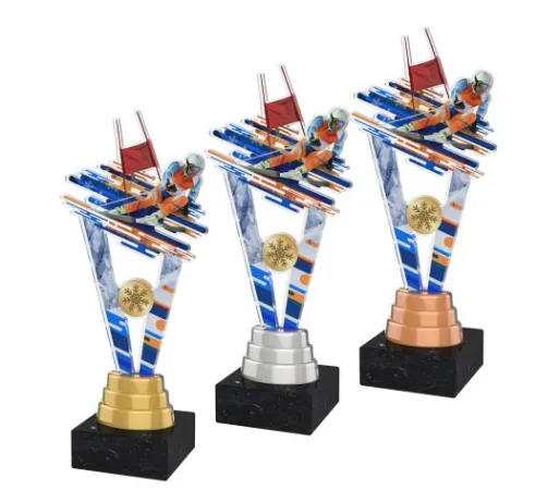 Akrylátová trofej ACUTSM001 | Sjezdové lyžování Výška cm: 26, Barva: stříbro, Podstavec: černý