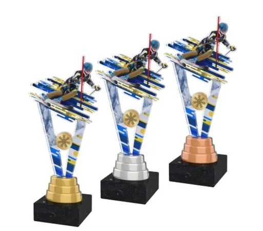 Akrylátová trofej ACUTSM002 | Sjezdové lyžování Výška cm: 26, Barva: stříbro, Podstavec: černý