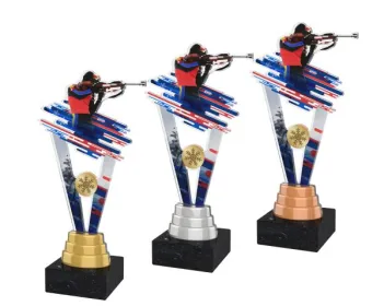 Akrylátová trofej ACUTSM006 | Biatlon Výška cm: 26, Barva: zlato, Podstavec: bílý