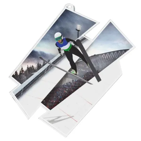 Akrylátová medaile MDAZ0011M55 | Skoky na lyžích Průměr cm: 10, Stuha: ST6