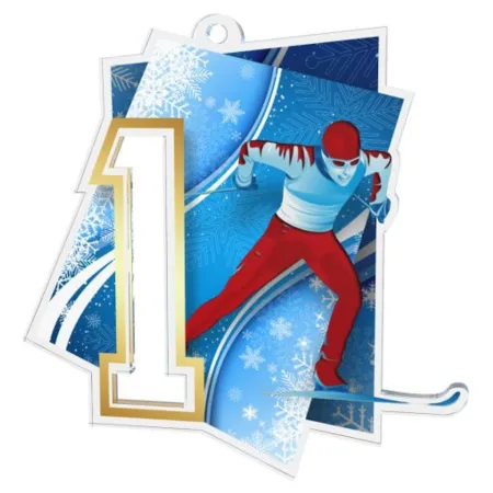 Akrylátová medaile MDAS0017M1 | Běžky Průměr cm: 6, Stuha: ST9