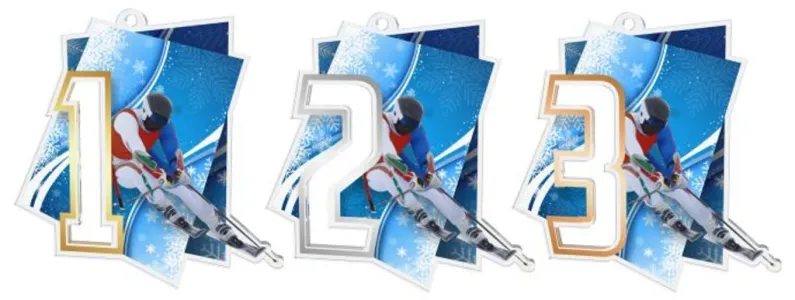 Akrylátová medaile MDAS0017M2 | Sjezdové lyžování ST19  stříbro  6