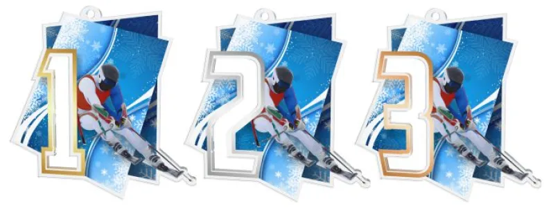 Akrylátová medaile MDAS0017M2 | Sjezdové lyžování ST19  stříbro  6