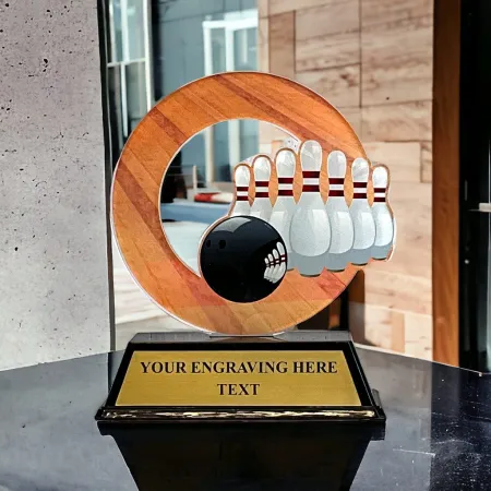Akrylátová trofej ACLC2101M28 | Bowling Výška cm: 15, Šířka cm: 12