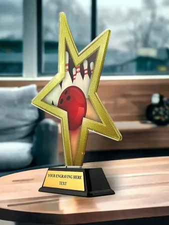 Akrylátová trofej STAR002M3 | Bowling Výška cm: 21, Šířka cm: 14.5