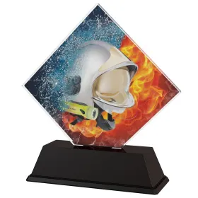 Akrylátová trofej ACSQM6 | Hasiči Výška cm: 14, Šířka cm: 13