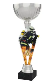 Akrylátová trofej ACUPSILVM58 | Hasiči Výška cm: 33, Průměr cm: 12, Podstavec: černý