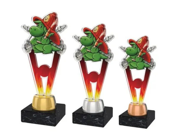 Akrylátová trofej ACUTMINIM60 | Hasiči Výška cm: 16, Barva: zlato, Podstavec: bílý