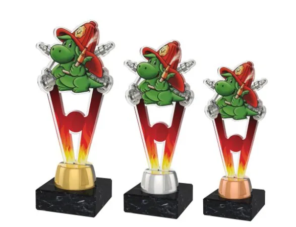 Akrylátová trofej ACUTMINIM60 | Hasiči Výška cm: 16, Barva: zlato, Podstavec: bílý