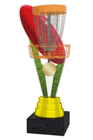 Akrylátová trofej ACUTM78 | Discgolf Výška cm: 26, Barva: stříbro, Podstavec: černý