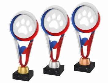 Akrylátová trofej ACUTMINIM77 | Kynologie Výška cm: 16, Barva: stříbro, Podstavec: bílý