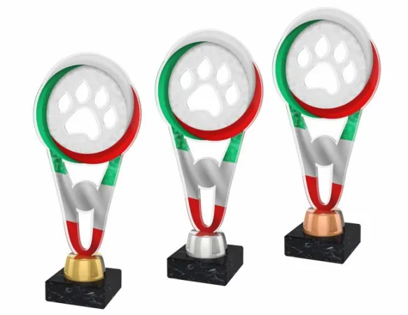 Akrylátová trofej ACUTMINIM80 | Kynologie Výška cm: 17, Barva: stříbro, Podstavec: bílý