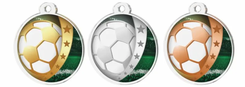 Akrylátová medaile MDA0030M01 | Fotbal Barva: zlato, Stuha: ST11, Tloušťka mm: 3