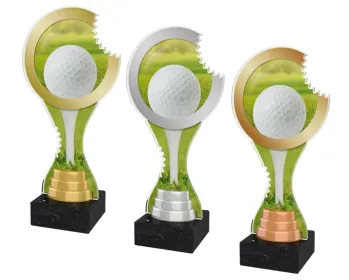 Akrylátová trofej ACBTM01 | Golf Výška cm: 26,5, Barva: stříbro, Podstavec: bílý