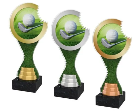 Akrylátová trofej ACBTM02 | Golf Výška cm: 25, Barva: stříbro, Podstavec: černý
