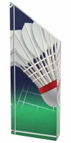 Akrylátová trofej ACC001M07 | Badminton Výška cm: 18, Průměr cm: 6,5