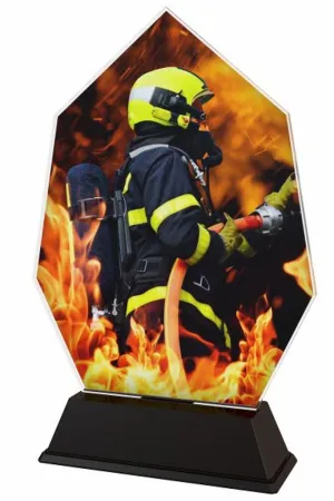 Akrylátová trofej ACSC001M37 | Hasiči Výška cm: 14, Šířka cm: 8