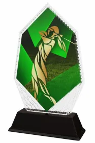 Akrylátová trofej PYR001M32 | Golf Výška cm: 18, Šířka cm: 10.5