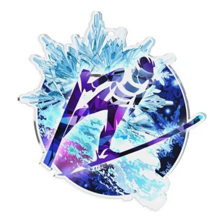 Akrylátová medaile MDAS0080M04 | Skoky na lyžích Stuha: ST15, MD průměr: 7