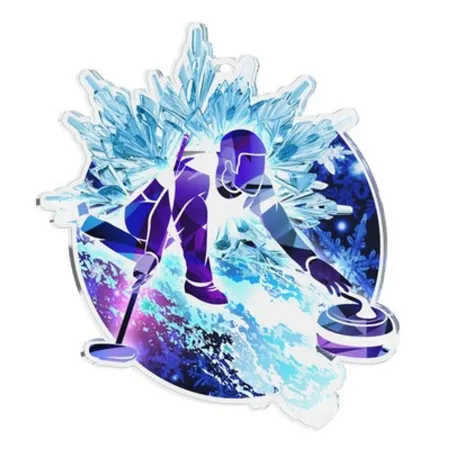 Akrylátová medaile MDAS0080M09 | Curling Stuha: ST4, MD průměr: 6