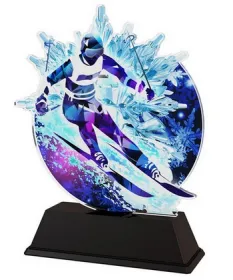 Akrylátová trofej CBCUS004M01 | Sjezdové lyžování Výška cm: 16.5, Šířka cm: 13.5