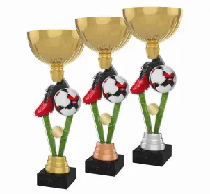 Akrylátová trofej ACUPGOLD M46 | Fotbal Výška cm: 35, Průměr cm: 12, Barva: stříbro, Podstavec: černý