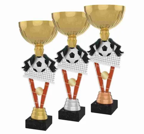 Akrylátová trofej ACUPGOLD M44 | Nohejbal Výška cm: 37, Průměr cm: 14, Barva: stříbro, Podstavec: bílý