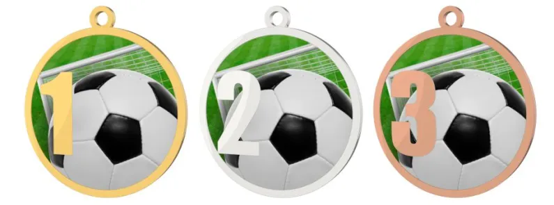 Medaile MDT0001M1 | Fotbal UV HQ tisk: cena s UV HQ tiskem, Barva: stříbro, Stuha: ST9