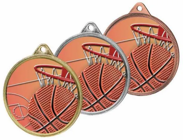 Medaile MDL001M03 | Basketball Barva: stříbro, Stuha: ST10