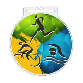 Akrylátová medaile MDA60M32 | Triatlon Stuha: ST13, MD průměr: 6