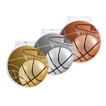 Akrylátová medaile MDAR60M03 | Basketball Barva: stříbro, Stuha: ST7